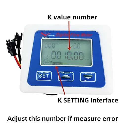 Water Flow Sensor Digital LCD Display Water Flow Sensor Meter, Flowmeter Totalmeter with 3/8" / 1/4" Flow Battery Working Meter(3/8")