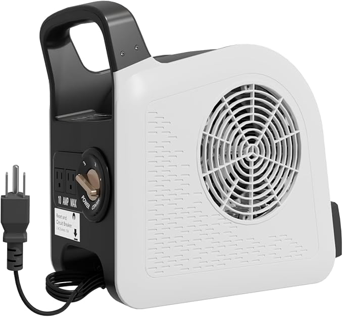High Velocity Blower Fan for Drying Cooling and Ventilating, Portable Air Mover Floor Fan with 185° Rotation for Home Use or Job Site, Utility Fan with 3 Speeds, 2 Outlets, 130W 325CFM