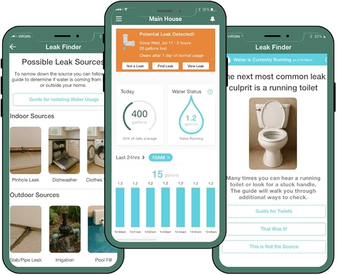 Flume 2X Smart Home Water Monitor and Leak Detector (Newest Model) – Real-Time Water Usage Tracking, Indoor/Outdoor Leak Alerts, Irrigation & Sprinkler Monitoring, Easy No-Plumbing Installation