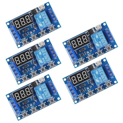 ACEIRMC DC 6-30V Timer Relay Programmable Delay Relay Module Cycle Timer with LCD Display / 5V Micro USB, Smart Home Controller (5pcs)
