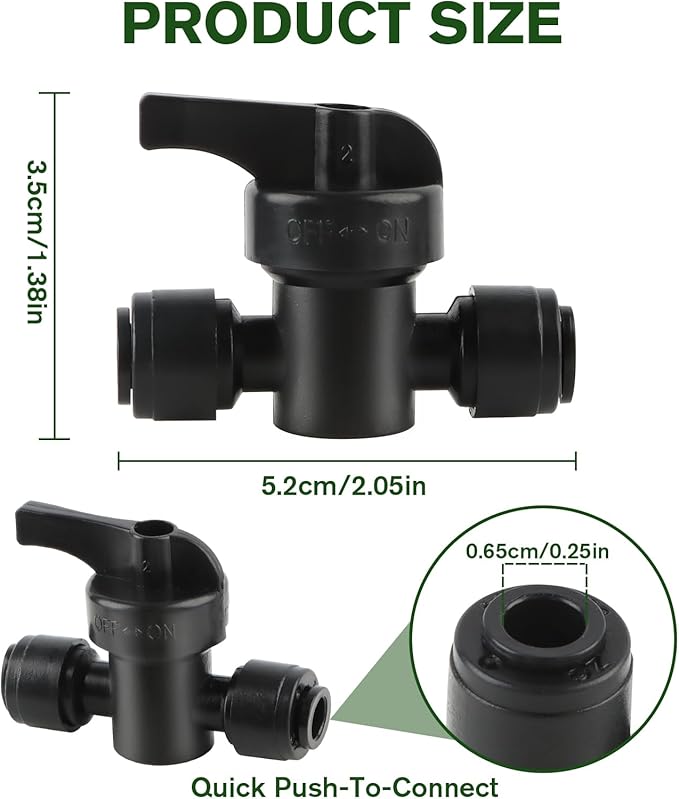Kalolary 10 Pcs Quick Connect 1/4" Drip Irrigation Valves, Drip Irrigation Shut Off Valve Barbed Switch Valves Drip Line Parts for 1/4 Inch Drip Irrigation Tubing Garden Irrigation Watering System