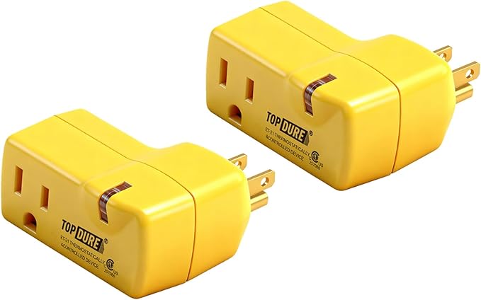 Automatic Thermostatic Plug, Suitable for Heating Tapes, Greenhouses, Well House Heaters, 38℉ Auto On/50℉ Auto Off, 2pcs