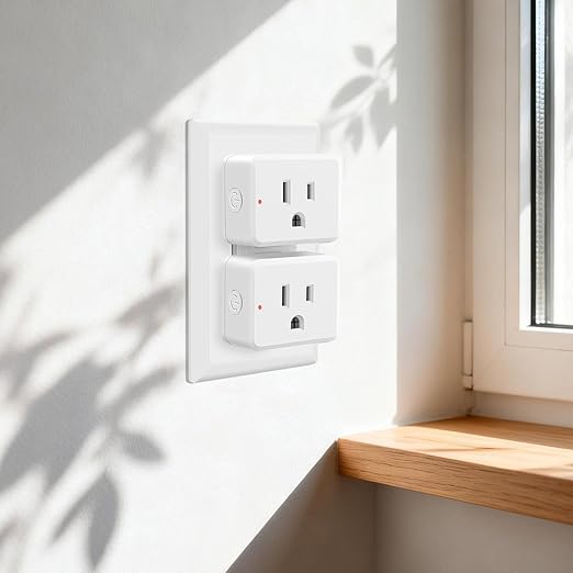 NineLeaf Remote Plug in On Off Switch Kit, Square Outlet Plug with Remote, Wireless Wall Mounted Light Switch, 15A/1500W, 500ft, TUV Listed, No Wiring Needed, for Lamps, Fans,2 Switches 3 Outlets