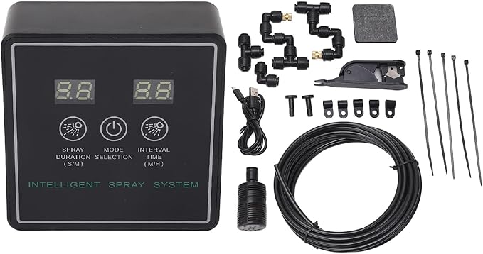 Luocute Reptile Fogger, Smart Spray System with Timer 360 Adjustable Nozzles, Automatic for Terrarium Chameleons Snakes Frogs Turtles