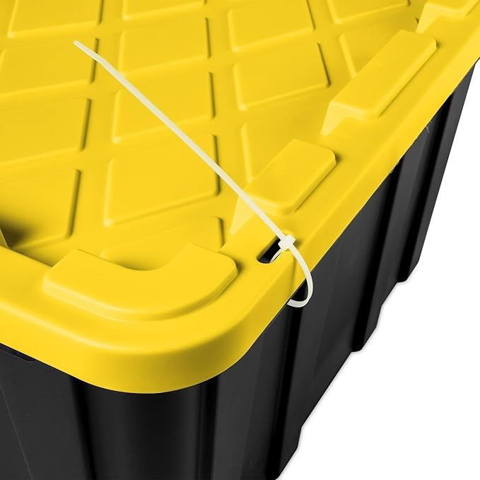 Storage Bin 27 Gallon Industrial Tote, Rugged Plastic Storage Bin, Snap-on Lid, Heavy-Duty Organizing Containers for Closet, Bathroom, and Office 6-Pack