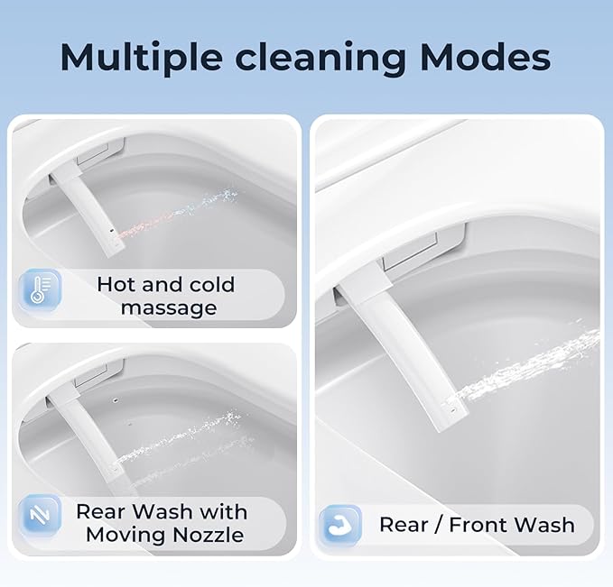 Smart Toilet with Bidet Built in Tank, Rear & Feminine Wash, Air Dryer, Auto Flush, Foot Sensor Flush, Heated Seat, Warm Water Self Cleaning, 12" Rough In, One-Piece Elongated (ZY695 Core)
