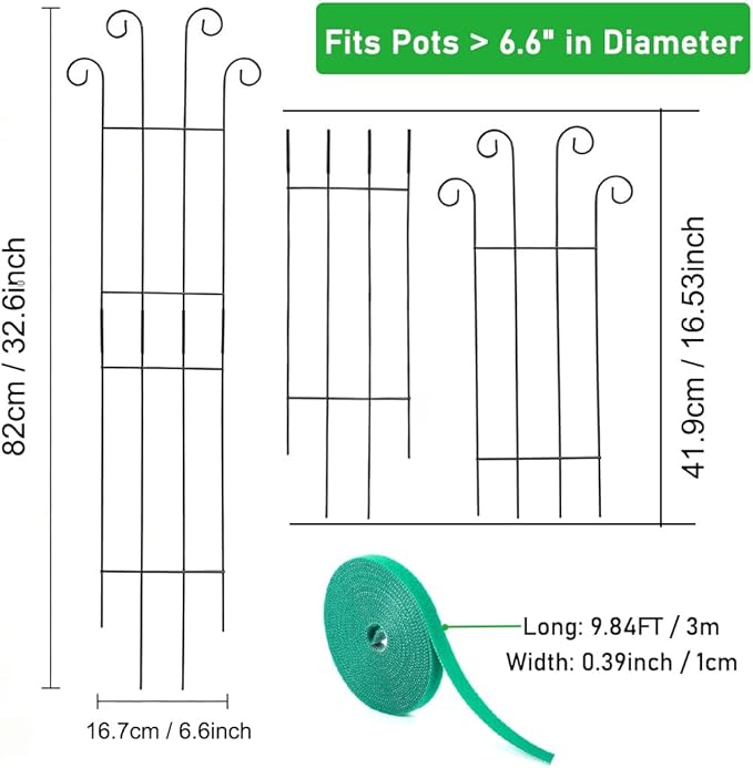 32.6inch Plant Trellis for Pot Climbing Plants Indoors & Outdoor, Garden Trellis for Potted Plants, Rust-Proof Metal Sturdy Yet Gentle Climbing Stakes Support for Ivy Pothos Hoya Monstera (6pcs)