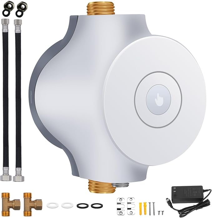 Smart Instant Hot Water Recirculating System Pump 3 speed with Bulit-in Thermostat 18 inch Hose for Tanked, Tankless Water Heater Extremely Quiet HBS24-12