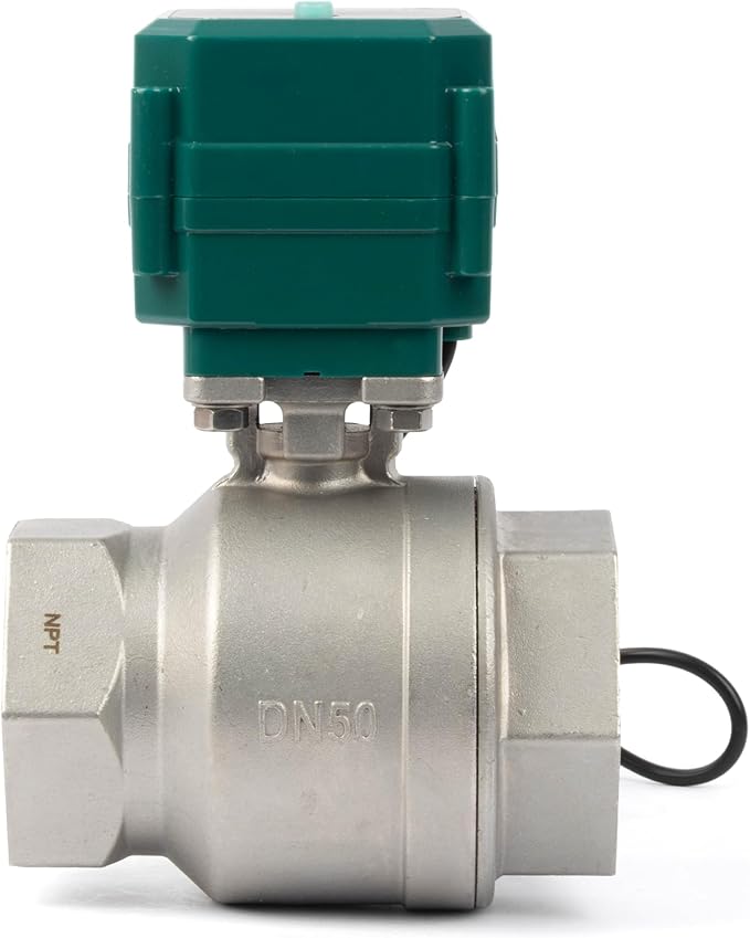 U.S. Solid 2" Smart Motorized Ball Valve - Remote App Mobile Control NSF Certified 304SS Electrical Ball Valve with Manual Switch, 5V DC USB Connection