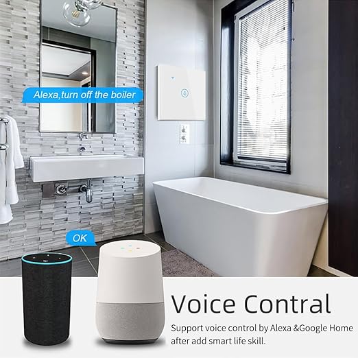 WiFi Smart Water Heater Switch, 40A, Touch Panel with Timing Function, Works with Tuya, Alexa, Google Assistant