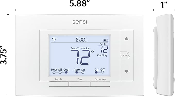 Sensi Smart Thermostat, 100 Years Of Expertise, Wi-Fi, Data Privacy, Programmable, Easy DIY Install, Works With Alexa, Energy Star Certified, Mobile App, ST55