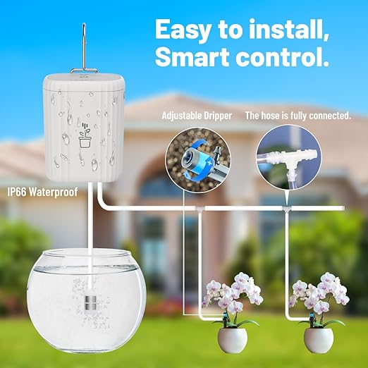 Smart Auto Drip Irrigation Kit for Garden, Automatic Plant Watering Devices for Potted Plants, GreenVation 2.4GHz WiFi Sprinkler Timer Self Watering System for Indoor/Outdoor (10 Zone) (10 Zone)
