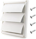 Funmit 6" Louvered Vent Cover 8" x 8" Oversize Outside Dimensions for 6 inches Dia Exterior Wall Vent Hood Outlet Airflow Vent Dryer Air Vent (White)