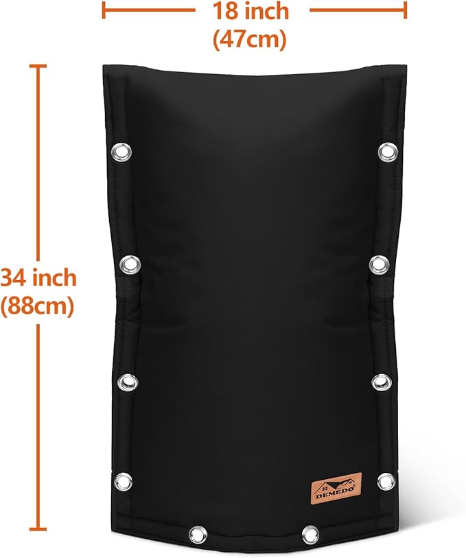 Backflow Preventer Insulation Cover - 3 Way Opening Pipe Insulation Cover for Irrigation Valve, Sprinkler Cover for Outside - Winter Freeze Protection Backflow Cover - 18" W x 34" H, Black