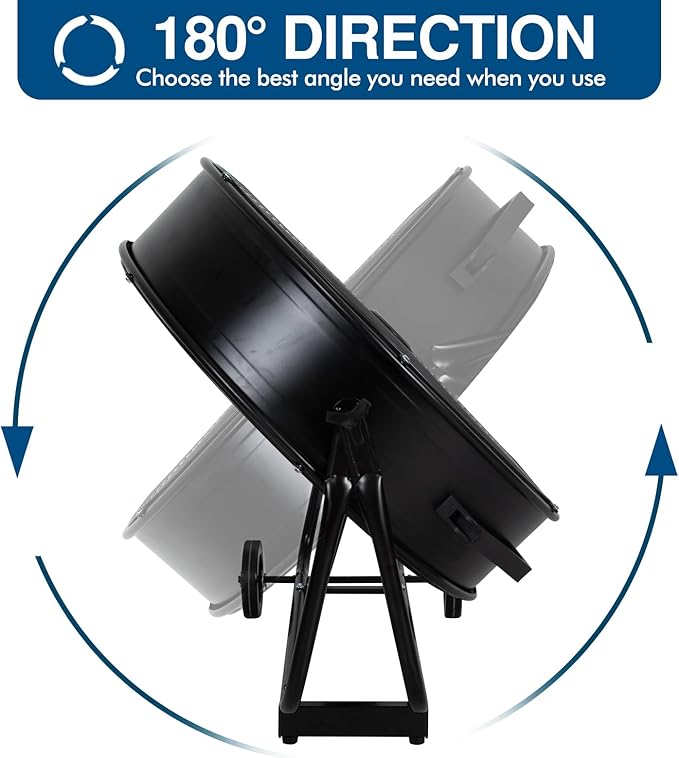 BILT HARD 24" 8100 CFM High Velocity Industrial Drum Fan, 3-Speed Heavy Duty Metal Shop Fan for Warehouse, Workshops, Garage, Factory and Basement - UL Listed