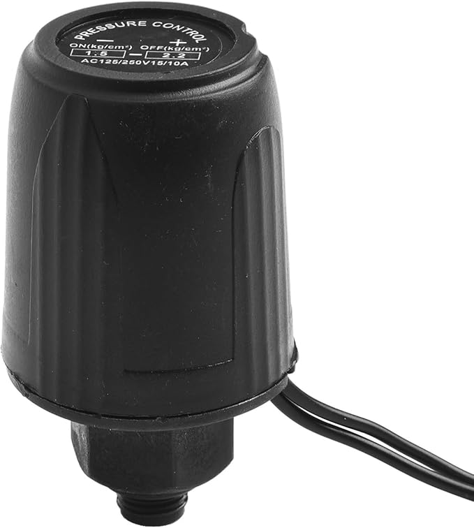 Self Priming Water Pump Controller Adjustable Pressure Switch for Steady Flow Precise Pressure Regulation Easy Installation Tought Plastic Metal 1/4 3/8 Thread Black for Home Industrial(1/4 1.5-2.2kg)