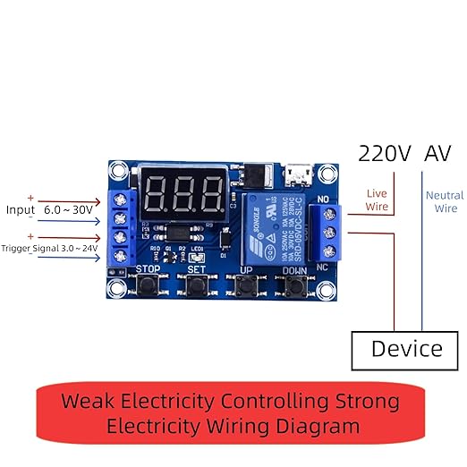 6 PCS Timer Relay Module DC 6-30V Timer Relay Programmable with LCD Display / 5V Micro USB, Smart Home Controller