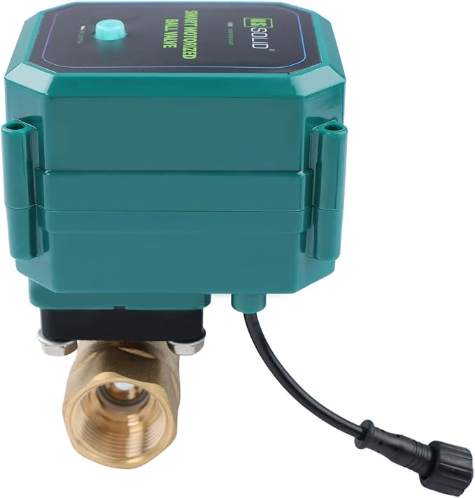 U.S. Solid 3/4" Smart Motorized Ball Valve - Remote App Mobile Control Brass Electrical Ball Valve with Manual Switch, 5V DC USB Connection