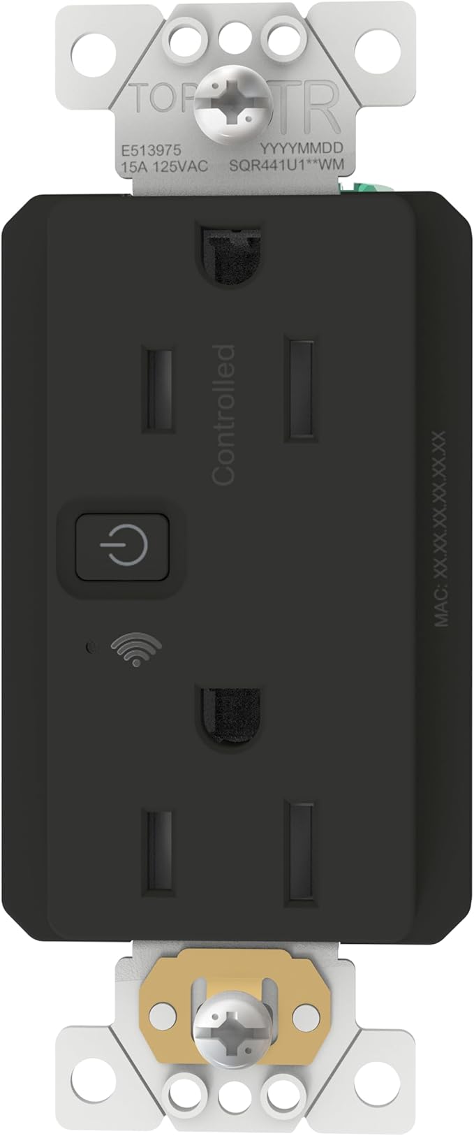 Square D by Schneider Electric X Series 15A 125V Wi-Fi Energy Monitoring Socket Outlet, Tamper Resistant, Matter Certified, Compatible with Alexa, Google Home, Apple Home, Matte Black