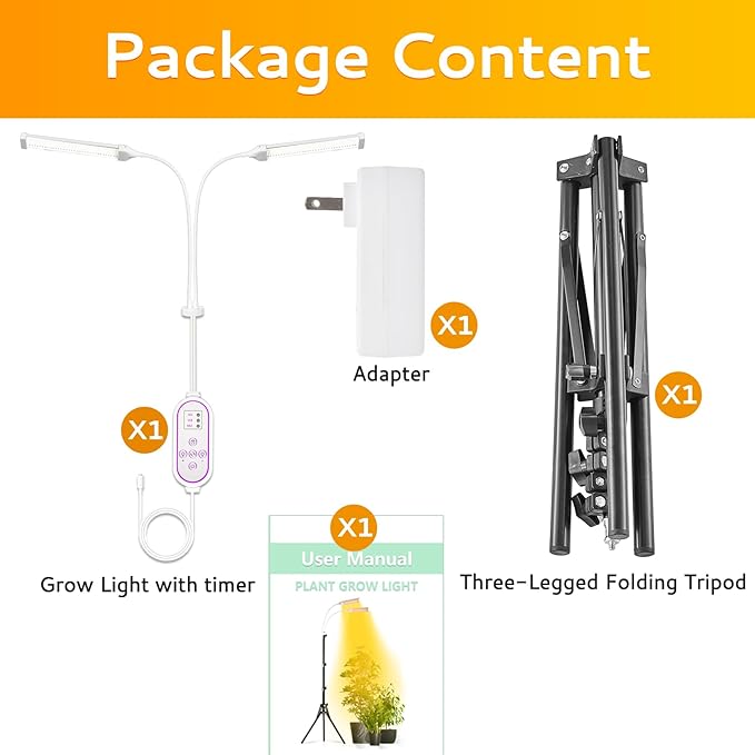 210 LED Grow Lights for Indoor Plants Full Spectrum, LED Plant Light with Stand, Adjustable Height, Plant Grow Lights with Auto 4/8/12/H Timer for Indoor Tall Plants.