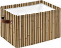 Country Farmhouse Storage Bins Cubes Waterproof Cloth Storage Basket,Vintage Plants Lines Pattern Brown Foldable Storage Bags for Shelf Clothes Storages Organizers with Handles 15x11x9.5 in 1PCS