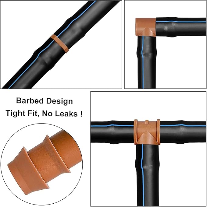 20-Pack Drip Irrigation Barbed Coupling Fittings, Fits of 1/2”, 17mm .600” ID Drip Tubing