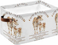 Beige Farm Animals Storage Bins Cubes Waterproof Cloth Storage Basket, Cow Farmhouse Foldable Storage Bags for Shelf Closet Clothes Storages Organizers with Handles 15x11x9.5 in 1PCS