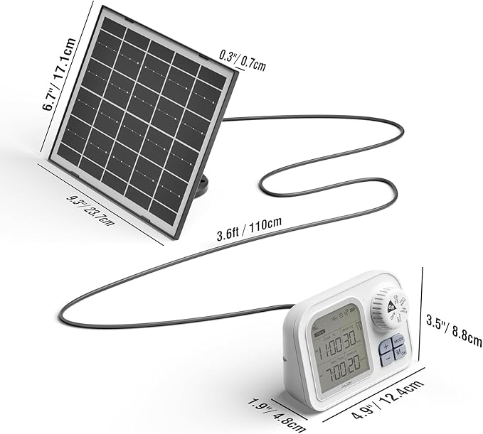 Raddy WS-74 Solar Drip Irrigation System with Smart APP Control, IPX7 Waterproof, Adjustable Soil Moisture Sensor, 2600mAh Battery, Automatic Watering Kits for Indoor Outdoor 15 Potted Plants