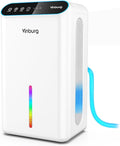 Dehumidifier for Home 1000 sq.ft - Small Quiet Dehumidifier with Auto Shut Off, Aromatherapy, 3 Gear Timer, Sleep Mode, 7-Color LED Light, Drain Hose for Bedroom, Bathroom, Basement, RV(Milky White)