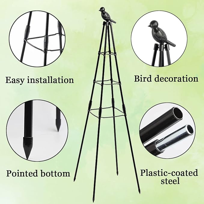 Garden Trellis, 47" Plant Trellis Support Plant Stand for Climbing Plants Outdoor and Indoor Trellis, Potted Plants Flowers Vegetables and Vines, Tomato Cage Tower - 2 Pack