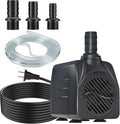 SongLong 400GPH 10ft Power Cord Submersible Pump with Tubing, Over Heating Protection Water Pump with 6.5ft Lift for Fountains, Aquariums & Hydroponics.