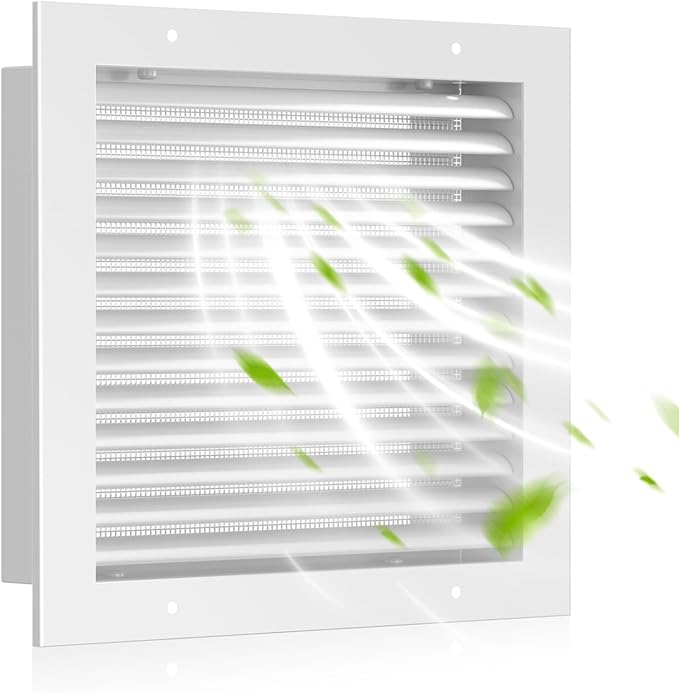 12" X 12" Gable Vents, Hon&Guan Aluminum Alloy Attic Vent for Houses Door Vents for Exterior Doors [Vent Opening: 10” x 10”], White