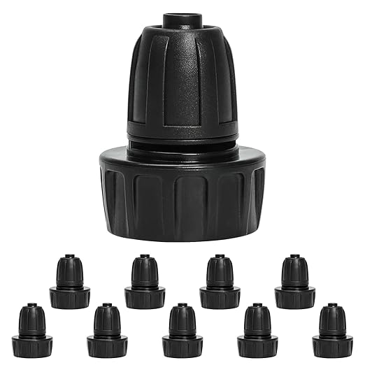 Bonviee 10 Pack 3/4” Female Hose Thread to 5/16” Drip Irrigation Tubing Adapter, Leak-Proof Garden Faucet Connector with Lock Nut & Gasket, No Clamp Needed, for DIY Drip Systems, Hose Bibb, Spigot