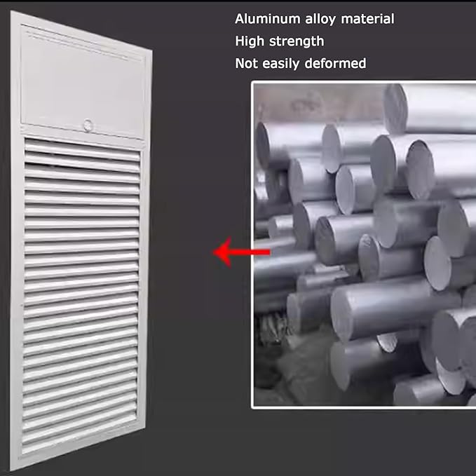 Aluminum Alloy Ventilation Grille with Ventilation Smoke Exhaust Valve Cover, 50x80cm Openable Ducting Access Door for Emergency Air Return, Gray Color