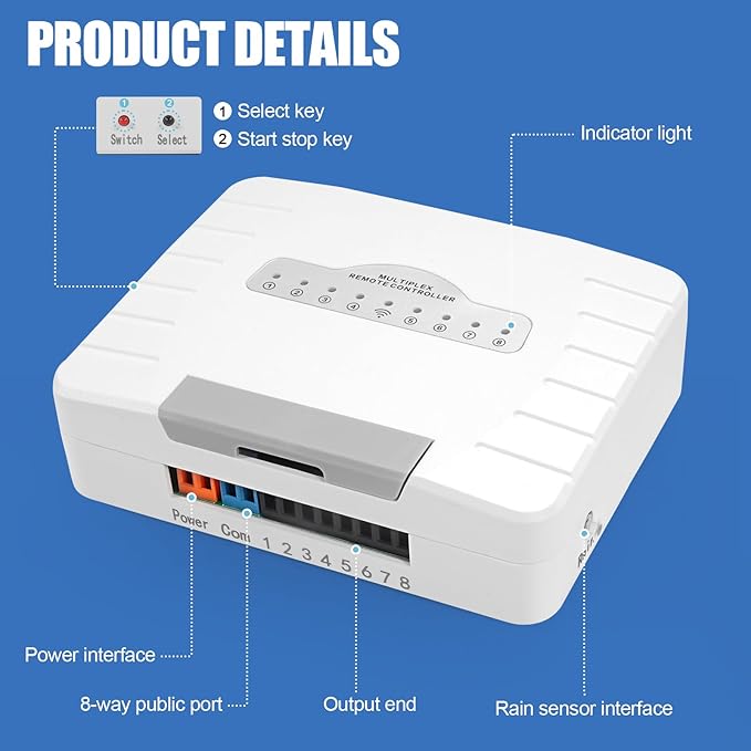 8-Zone WiFi Smart Sprinkler Controller,Garden & Yard Smart Sprinkler Controller,Weather Intelligence,Customized Watering Schedules,App Enabled,Real-time Monitoring