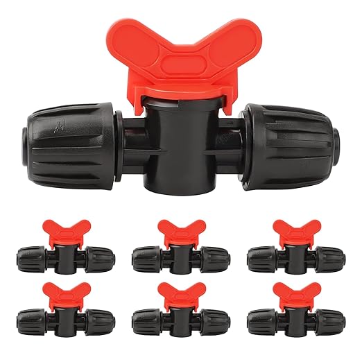 MIXC 1/2 Inch Drip Irrigation Valve Fittings, Barbed Shut Off Valve Parts for 1/2 Inch Irrigation Tubing (1/2" ID x 0.67" OD) for Garden Drip Systems 6 Pack