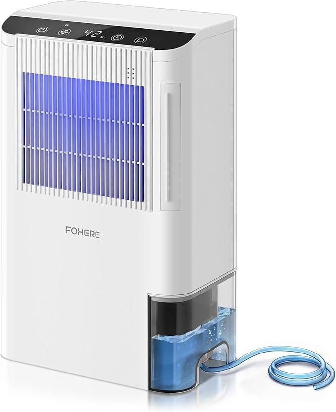 Dehumidifier for Home 2000 Sq.Ft, 85OZ Dehumidifiers for Basement Bedroom Bathroom with Drain Hose, Auto Shut Off, Humidity Display & 7 Color Light