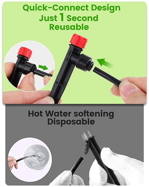 36 Pack Drip Irrigation Parts, Quick Connect 8-Outlet Adjustable 360° Emitters for Garden & Farm Irrigation Systems