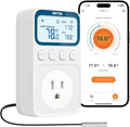 WiFi Plug in Thermostat Outlet, Temperature Controlled Outlet with Smart APP, Timer & Memory Digital Temp Controller -40~212℉, IP67 Waterproof Probe for Incubator Homebrew Reptile Space Heater