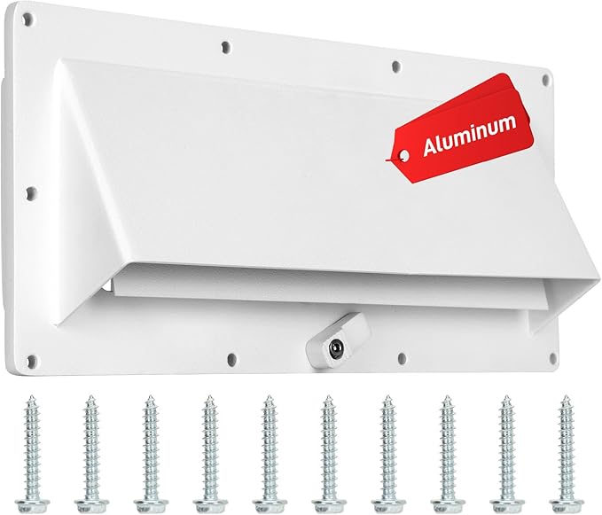 Aluminum RV Stove Vent Cover, Adjustable Depth without Cutting, Butyl Tape, Kitchen Exterior Vent Cover,Camper Range Hood Replacement,Comes with Necessary Accessories for Installation