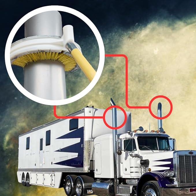 Teravan Wash Brush for Exhaust Stack Pipes with Natural Tampico Fiber, Truck Cleaning Brush, Ideal Scrub Brush for Truck Exhaust Stack Pipes (4"-6" Diameter)