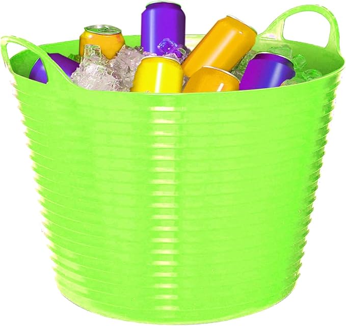 Little Giant® Poly/Rubber FlexTub Bucket | Ultra Durable & Versatile Farm Tub | Plastic Synthetic Gardening Tub (1, Lime Green)