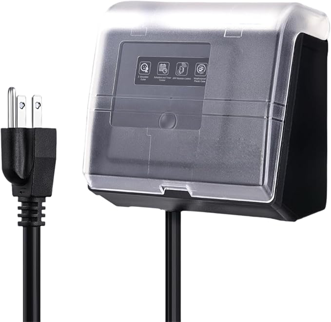 WiFi Pool Pump Timer Outlet, 15A 125V 1HP,NEMA 5-15R Plug-in Timer, Outdoor& Indoor use,with Weatherproof Cover, for Pool Pump, Water Heater, Pool Filter, Landscape Lights