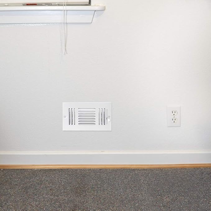 EZ-FLO 8 x 4 Inch Three-Way Ventilation Steel Sidewall/Ceiling Register, Steel Duct Opening, 61658