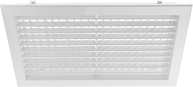 17" x 9" Aluminum Supply & Return Air Grille – Powder-Coated Wall Vent Register Cover with Adjustable Louvers – Flat Duct HVAC Ventilation System Exhaust & Intake Vent with Mounting Clips