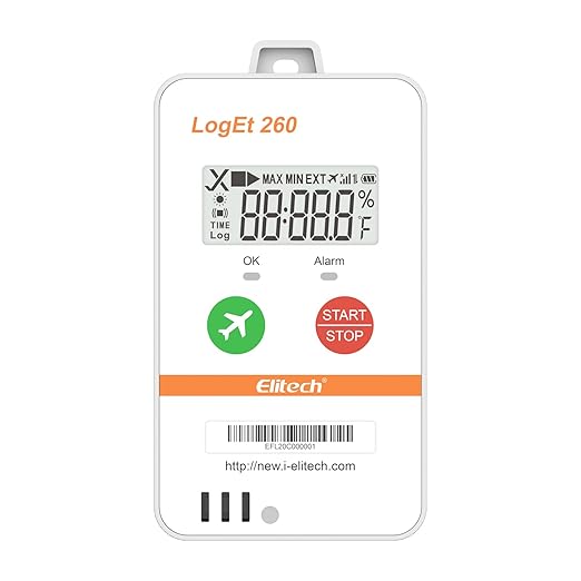 Elitech 4G Reusable Real-time Temperature Humidity Data Logger Light/Shock/Location, Built-in SIM Card, Shadow Data, Airplane Mode, Cloud Storage, SMS/Email/APP/Web Alarm,100000 Points, Loget260-TH