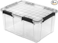 80 Qt Watertight Storage Container, Rated Gasket Seal Box with Latches, Extra Large Black Plastic Bin for Outdoor, Garage, Basement Organization (2-Pack)