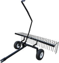 Yard Tuff Pine Straw Rake, Steel Lawn Sweeper with 24 Spring Tines, 60-Inch - Leaf Collector Attachment with Pin Hitch for ATV, UTV or Utility Tractor