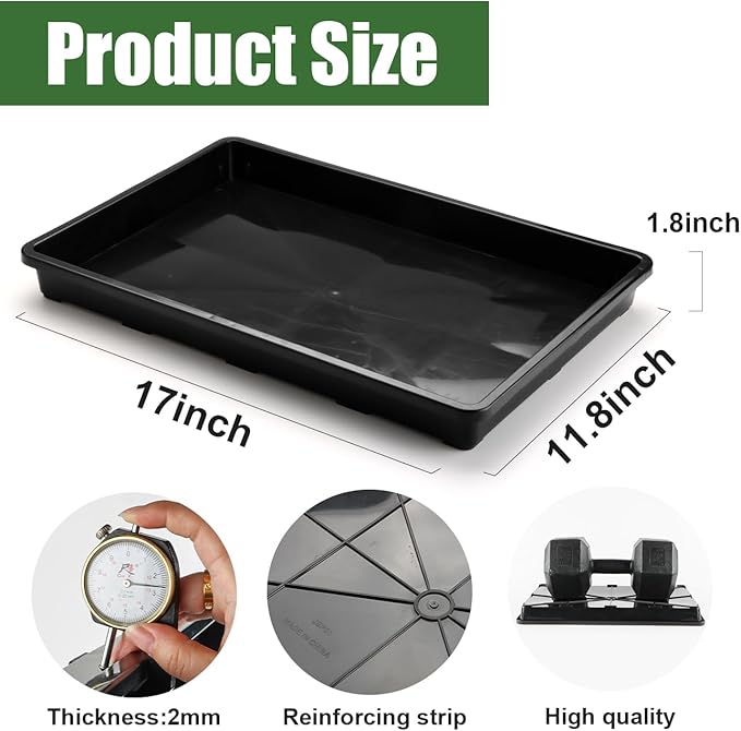 RooTrimmer 24 Cell Nursery Pots Trays (17"x11"x2") with Plastic Flat Seed Starter Trays, Durable Carrying Seedling Starter Tray, Reusable Planting Tray for Holding 2.7 inch Nursery Pots, 3 Sets Combo