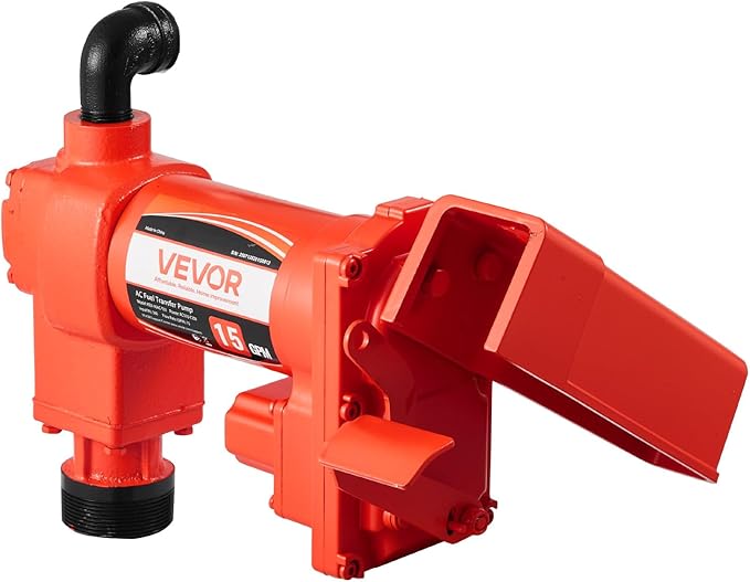 VEVOR Fuel Transfer Pump 110V, 15 GPM 57 L/min, AC Electric Oil Transfer Pump, with Auto Shut-Off Fuel Nozzle & Discharge Hose, High Flow Kit for Gasoline, Diesel, Kerosene, Biodiesel, Ethanol Blends